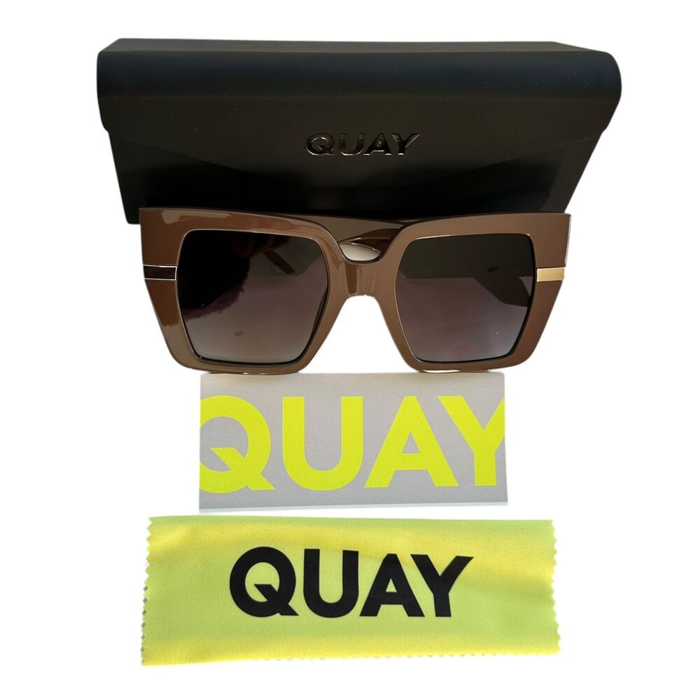 Quay Notorious Oversized Square Frame Doe Brown Gradient Sunglasses New